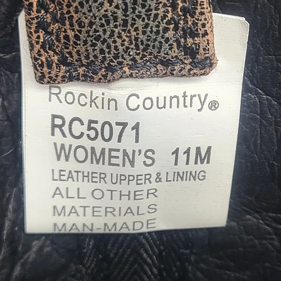 ROCKIN COUNTRY Womens Brown Leather Silver Studded Western Pull On Boots Sz 11M - Picture 8 of 8